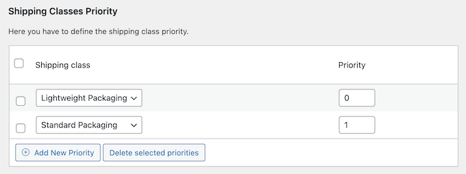 Using the WooCommerce shipping class priority feature