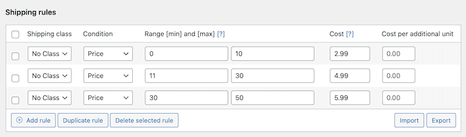 Creating advanced shipping rules for an online store