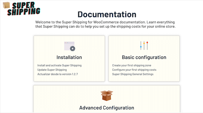 The Super Shipping for WooCommerce online documentation