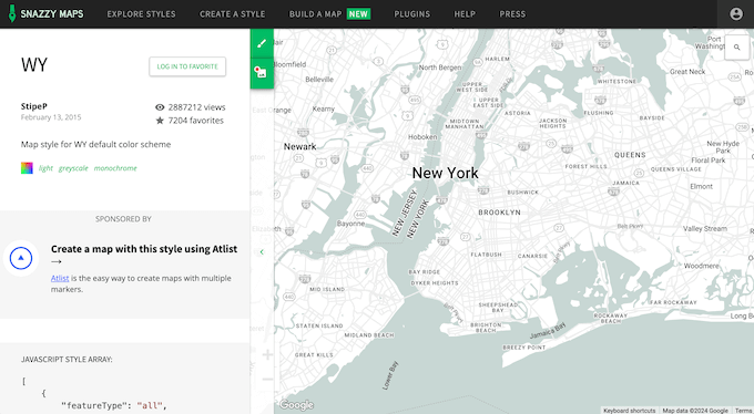 Creating a custom map style using an online tool