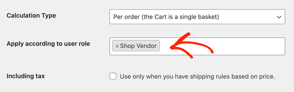 Calculating shipping fees based on user role