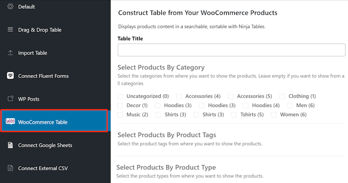 How to configure a product table for your online marketplace 