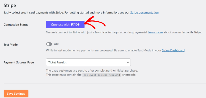 Connect Stripe with sugar calendar