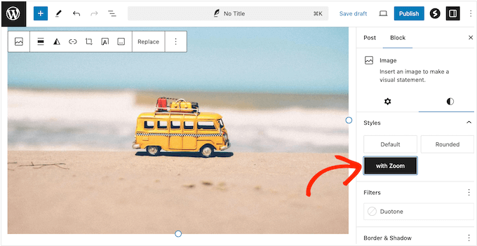 Added a zoomed-in effect to images in WordPress blog posts and pages