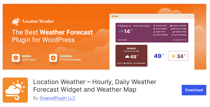 The lite version of Location Weather, available on WordPress.org