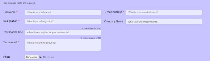 Marking fields as 'required' in an online form