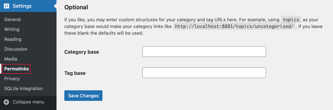 WordPress Permalinks Settings