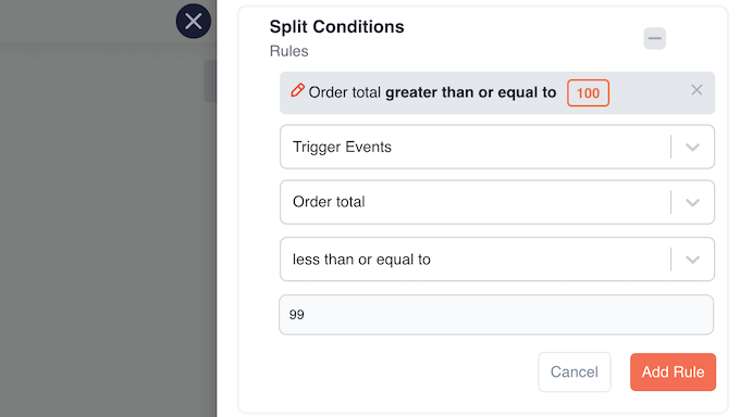 An example of a WooCommerce split condition workflow