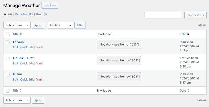 How to add multiple weather widgets to a WordPress website