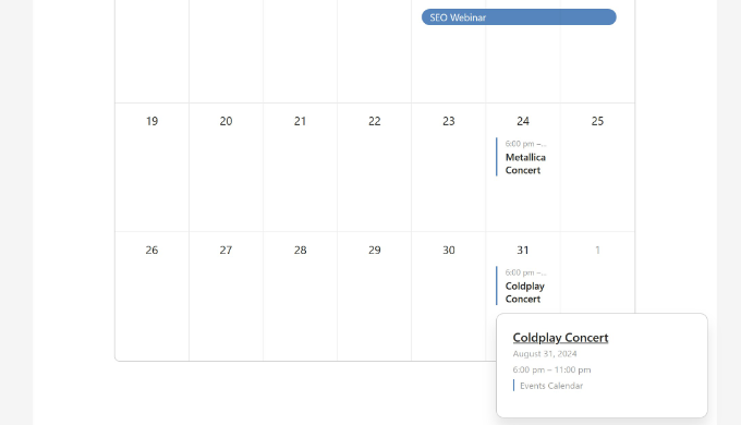 View calendar in action