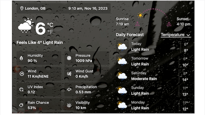 Creating a live weather image in WordPress