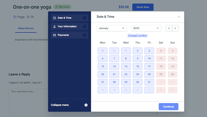 The Amelia booking and calendar plugin 