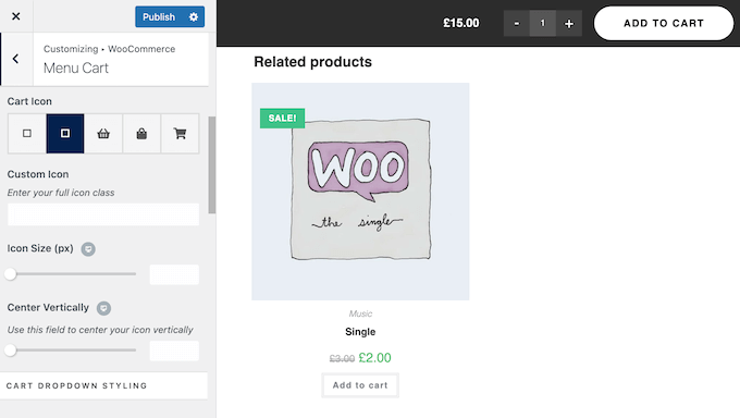 Customizing the WooCommerce cart icon