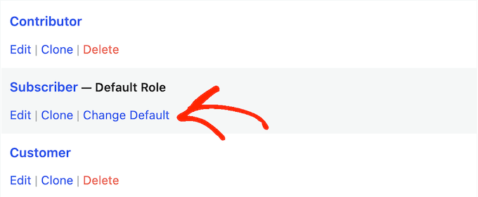 Changing the default user role for registered users