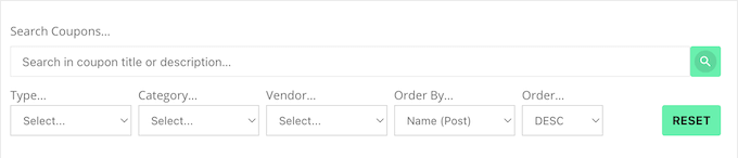 Adding a coupon search bar and filters to your website, blog, or WooCommerce store