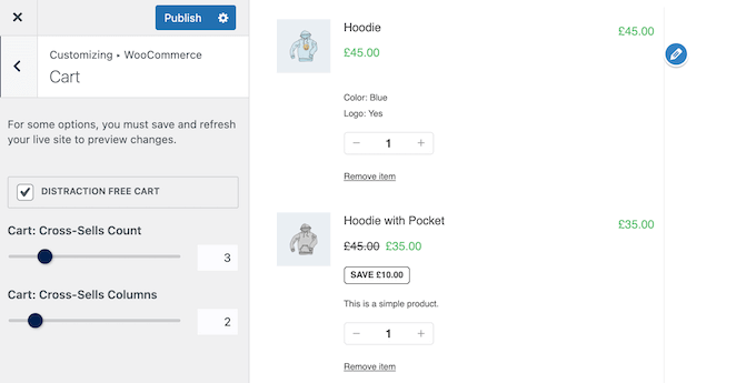 An example of a distraction-free WooCommerce shopping cart