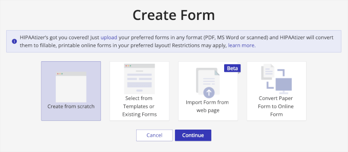 Creating HIPAAtizer form from scratch