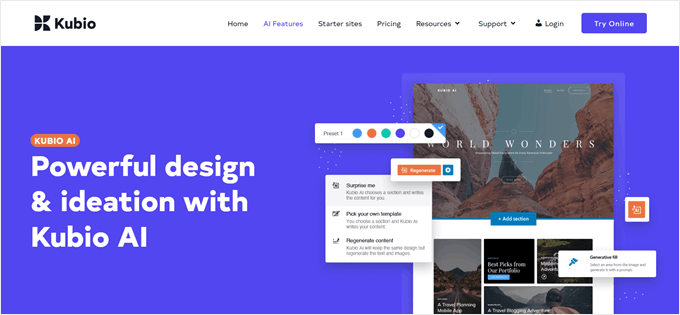 Kubio's landing page