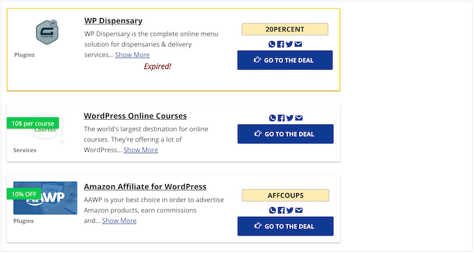 How to display deals in a list format