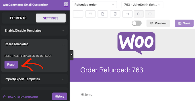 How to reset your WooCommerce order and email templates