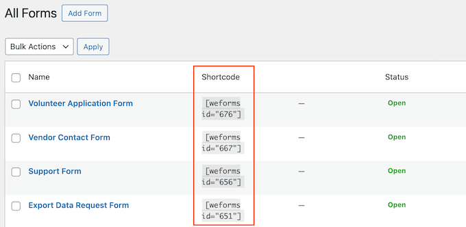 Creating a Contact Us form using shortcodes