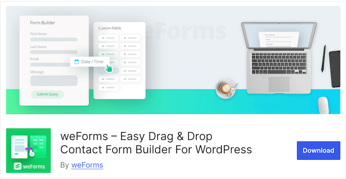 The lite version of weForms form builder for WordPress