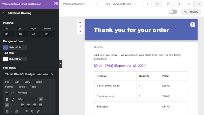 Customizing the WooCommerce email header