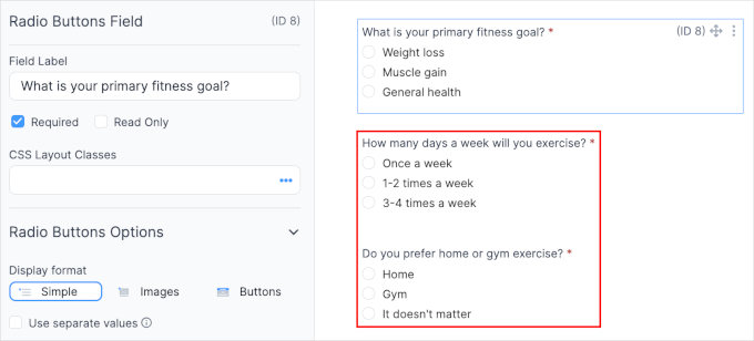 Questions to set up conditional logic