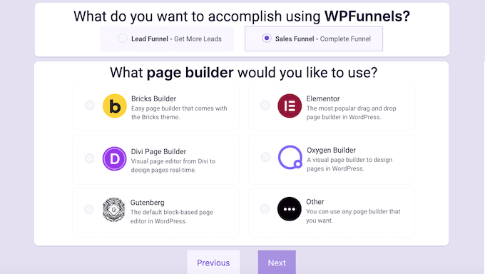 The WPFunnels setup wizard