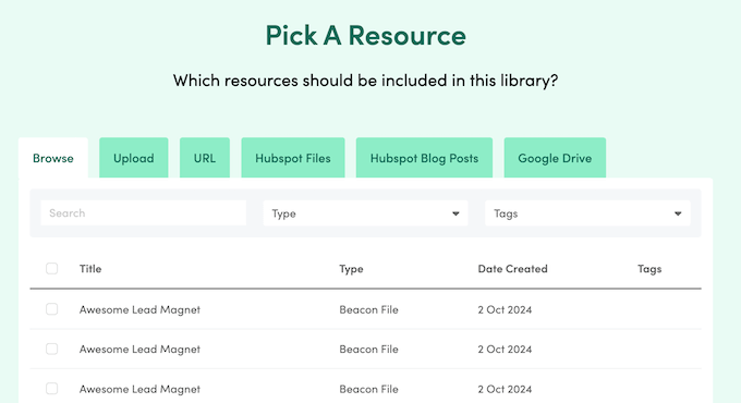 Adding resources to an online library 