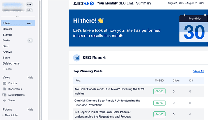 AIOSEO email summaries