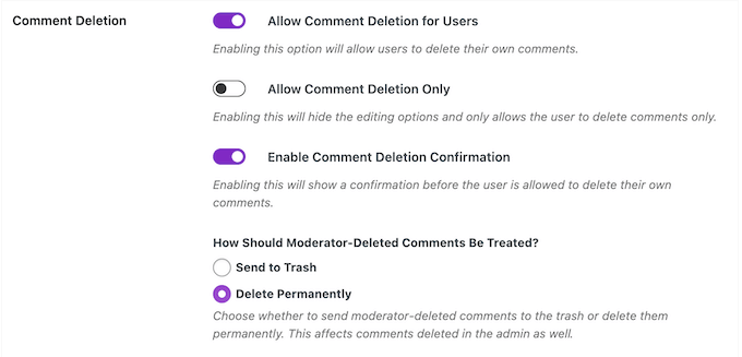 How to allow users to delete comments in WordPress