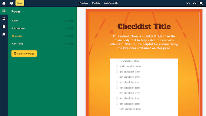 An example of an checklist, created using Beacon