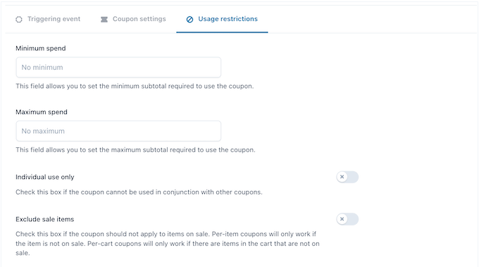 How to add usage restrictions to a WooCommerce coupon code