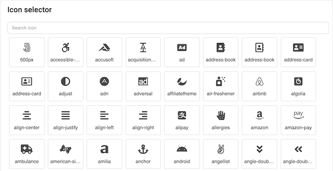 An example of a built-in icon library