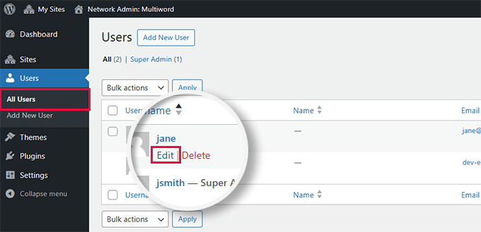 Modifiez l'utilisateur que vous venez d'ajouter