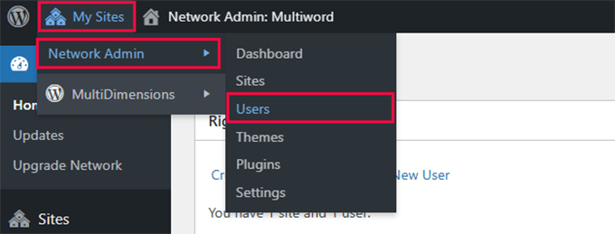 Managing network admin users in WordPress multisite