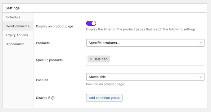 Adding a timer to specific product pages or product categories