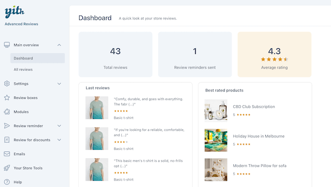 View review analytics data in your WooCommerce dashboard