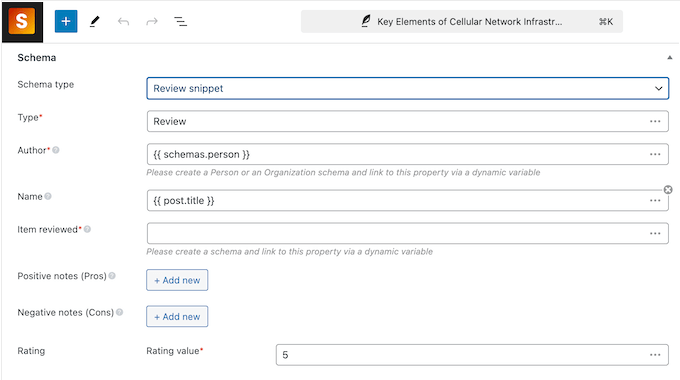 Overriding the default schema settings for individual pages and posts