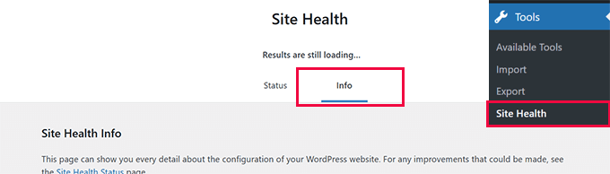 Site Health Info