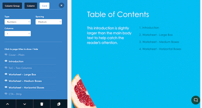 Creating a table of contents (ToC)