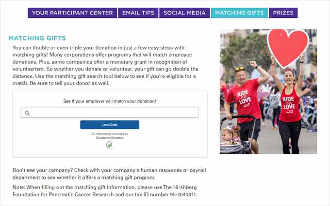 Tour de Pier's matching donation program