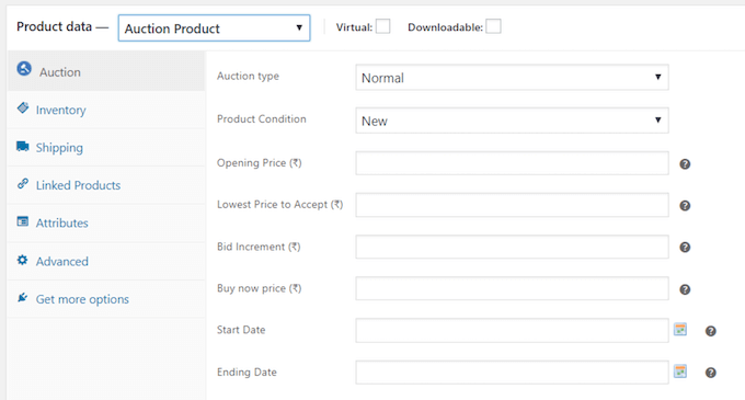 How to add auction listings via the WooCommerce plugin