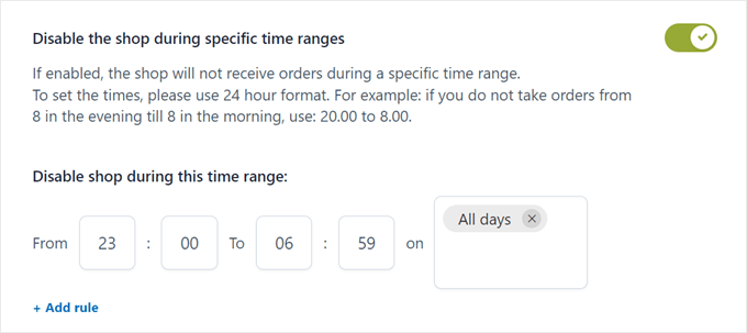 Setting shop hours with YITH WooCommerce Catalog Mode