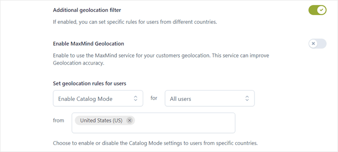 Setting up geolocation restrictions for catalog mode with YITH WooCommerce Catalog Mode