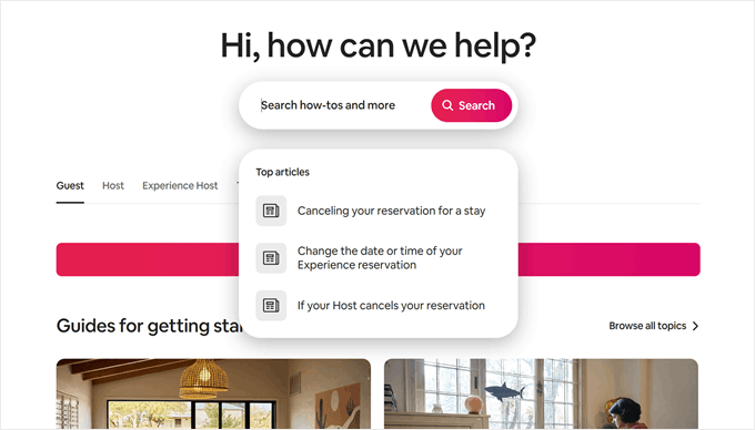 Airbnb's help center