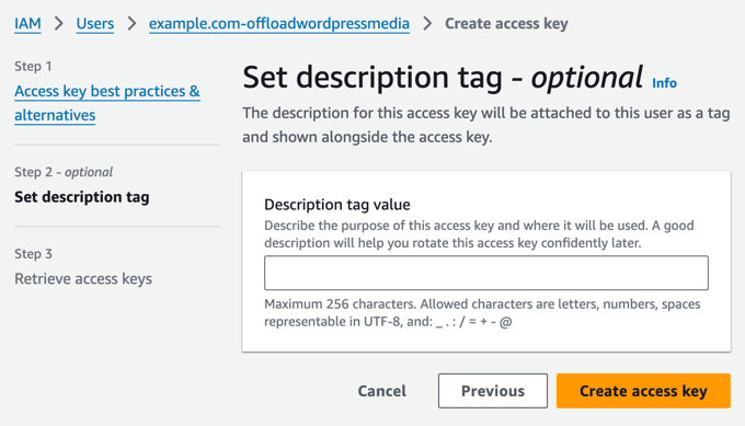 Setting Description Tags in AWS