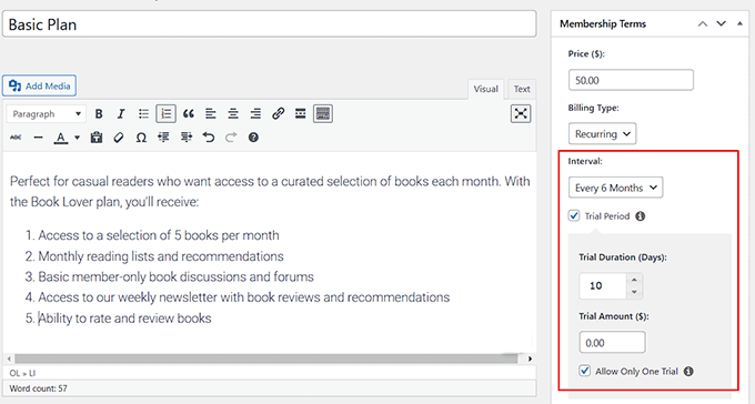 Choose billing interval