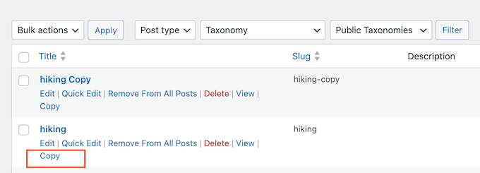 How to copy categories and tags in the WordPress admin area